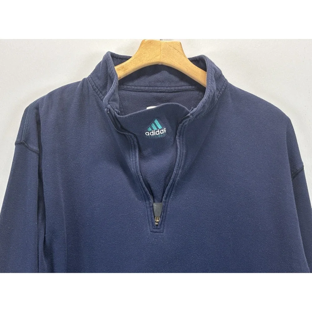 Vtg Adidas Pullover Shirt Sz X-Large Mens Navy 1/4 Zip Long Sleeve READ 90's